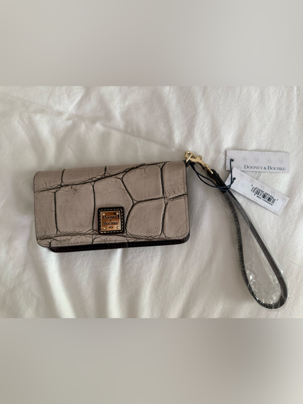 Dooney & Bourke Dark Brown Leather Wristlet Strap with Gold Hardware